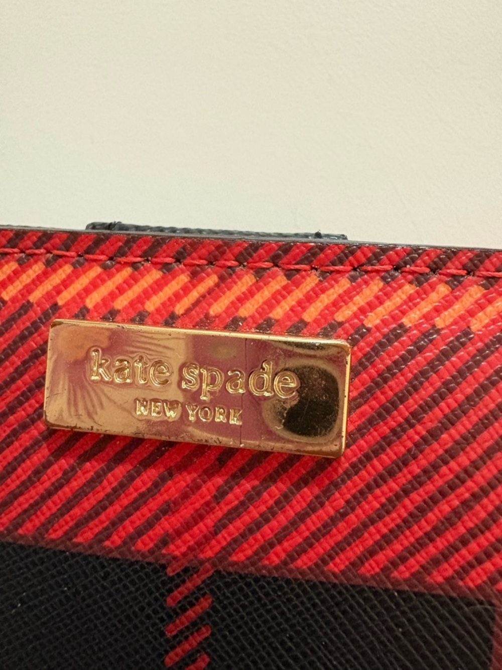 kate spade Red and Black Plaid Continental Wallet with Gold Logo - Picture 2 of 9